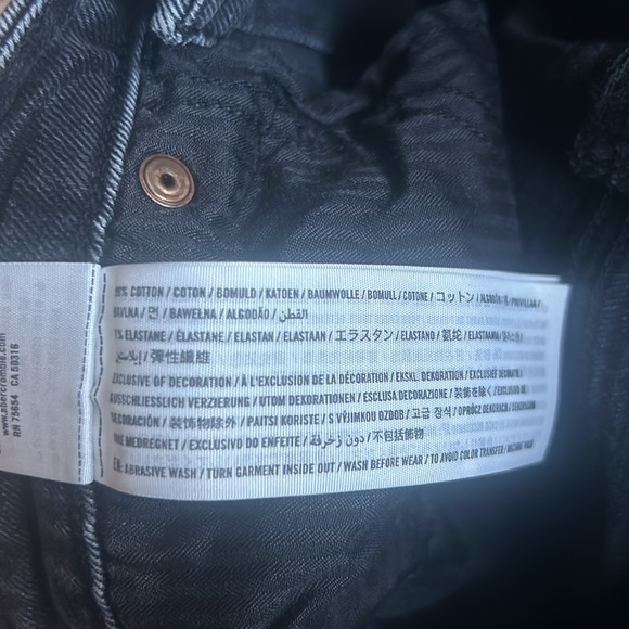 Abercrombie & Fitch Simone High Rise Slim Jeans Raw Hem Ankle Slit Black Size 30 - Picture 10 of 12